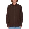 Volcom Men’s Caden Solid Long Sleeve Button Down Shirt(Dark Brown)