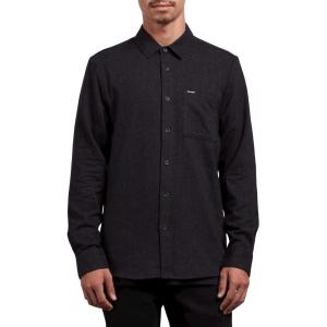 Volcom Men’s Caden Solid Long Sleeve Button Down Shirt(Black 1)