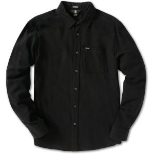 Volcom Men’s Caden Solid Long Sleeve Button Down Shirt(Black)