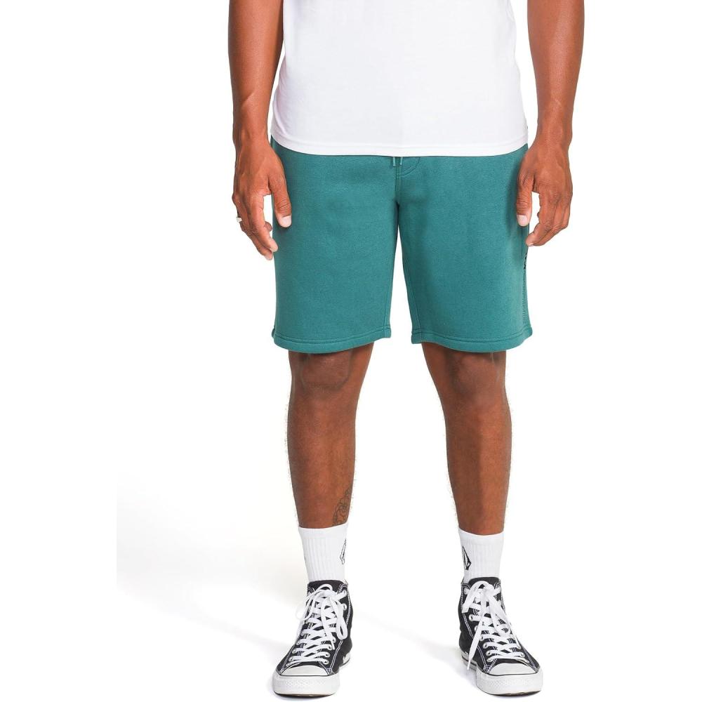 image:imageVolcom Mens Elastic Waist SweatShorts with Drawstring Fleece Lounge Shorts Soft Cotton Blend Relaxed FitRanger Green