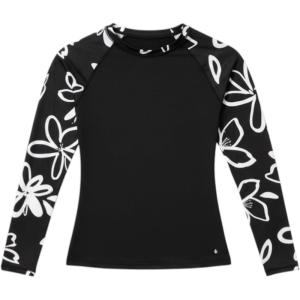 Volcom Women’s Simply Core Long Sleeve Rashguard UPF 50+(Almond Black)