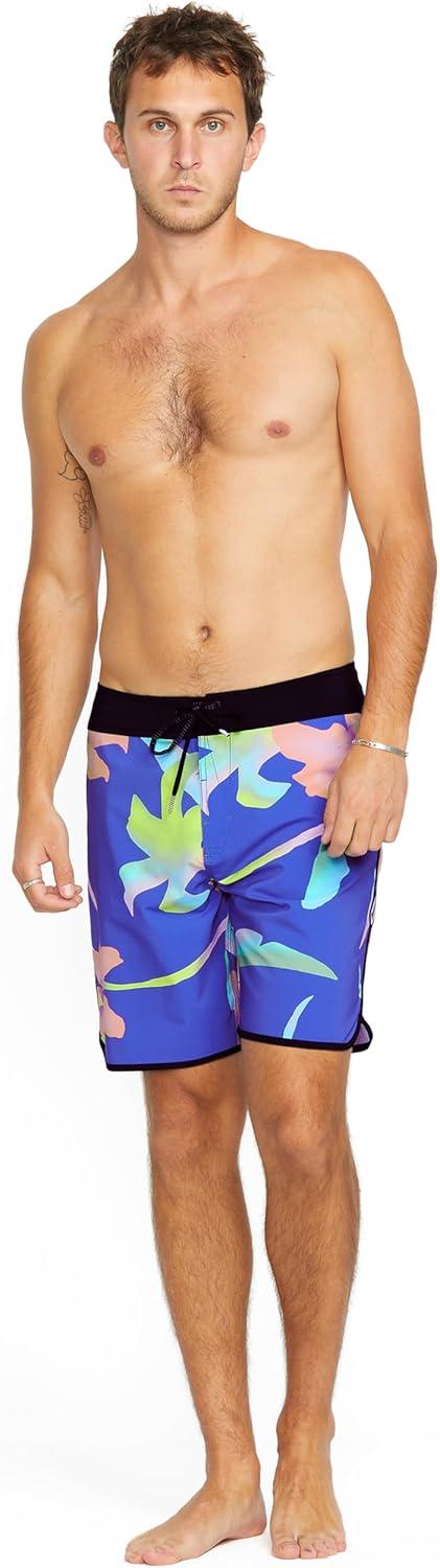 image:imageVolcom Mens Modtech 19 Boardshorts 4Way Stretch Performance Swim Trunks with Cinch Fly and Back PocketAzure
