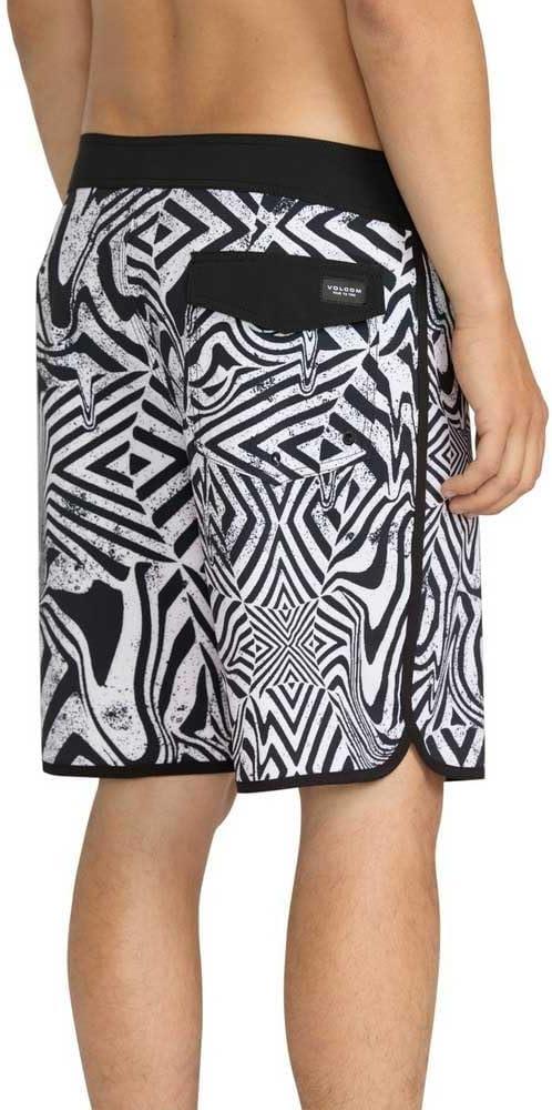 image:imageVolcom Mens Modtech 19 Boardshorts 4Way Stretch Performance Swim Trunks with Cinch Fly and Back PocketWhite Black