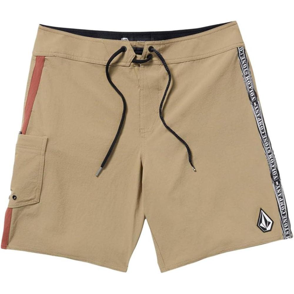 image:imageVolcom Mens 18 Boardshorts Stretch Swim Trunks with Drawstring Waist and Back Flap PocketKhaki