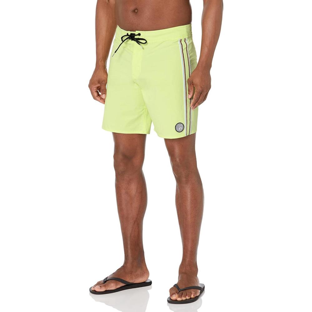 image:imageVolcom Mens 18 Boardshorts Stretch Swim Trunks with Drawstring Waist and Back Flap PocketLime