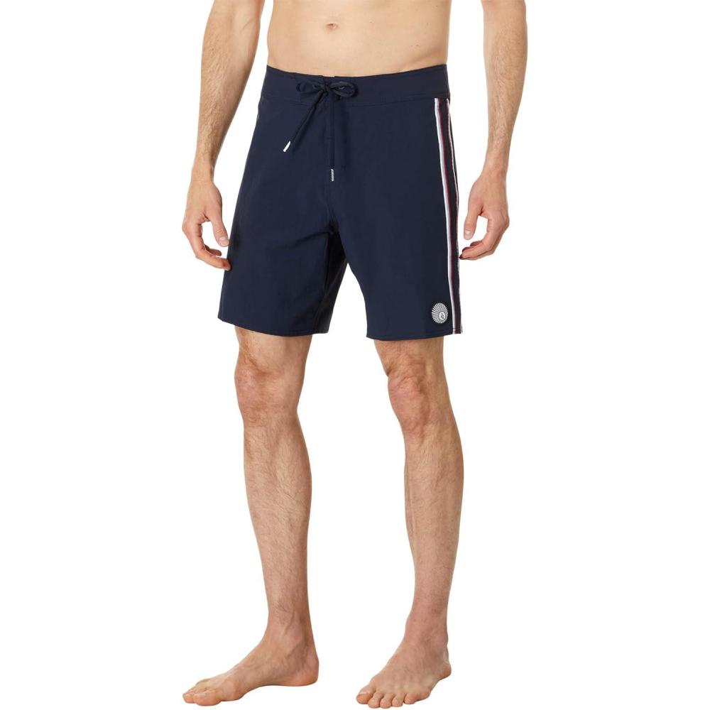 image:imageVolcom Mens 18 Boardshorts Stretch Swim Trunks with Drawstring Waist and Back Flap PocketNavy Blue