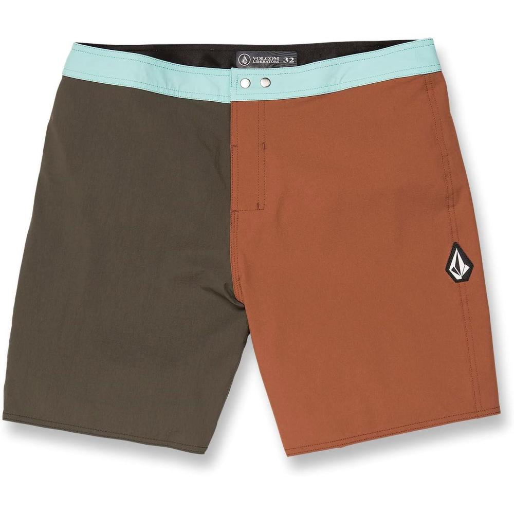 image:imageVolcom Mens 18 Boardshorts Stretch Swim Trunks with Drawstring Waist and Back Flap PocketRinsed Black