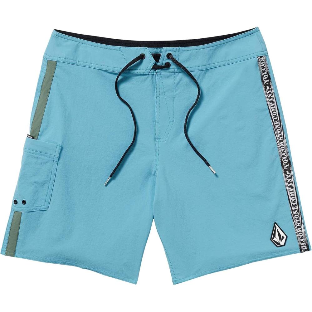 image:imageVolcom Mens 18 Boardshorts Stretch Swim Trunks with Drawstring Waist and Back Flap PocketUsed Blue