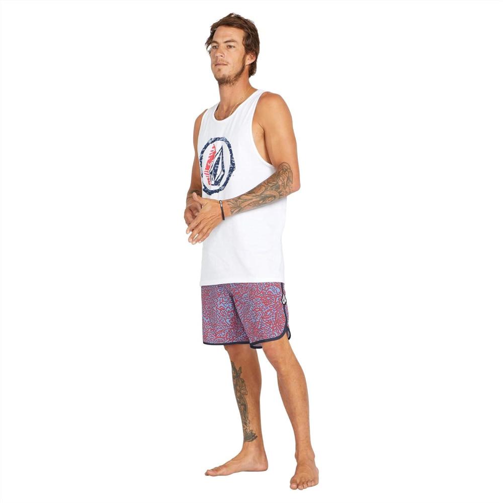image:imageVolcom Mens Modtech 19 Boardshorts  4Way Stretch Performance Swim Trunks with Cinch Fly and Back PocketFlash Red