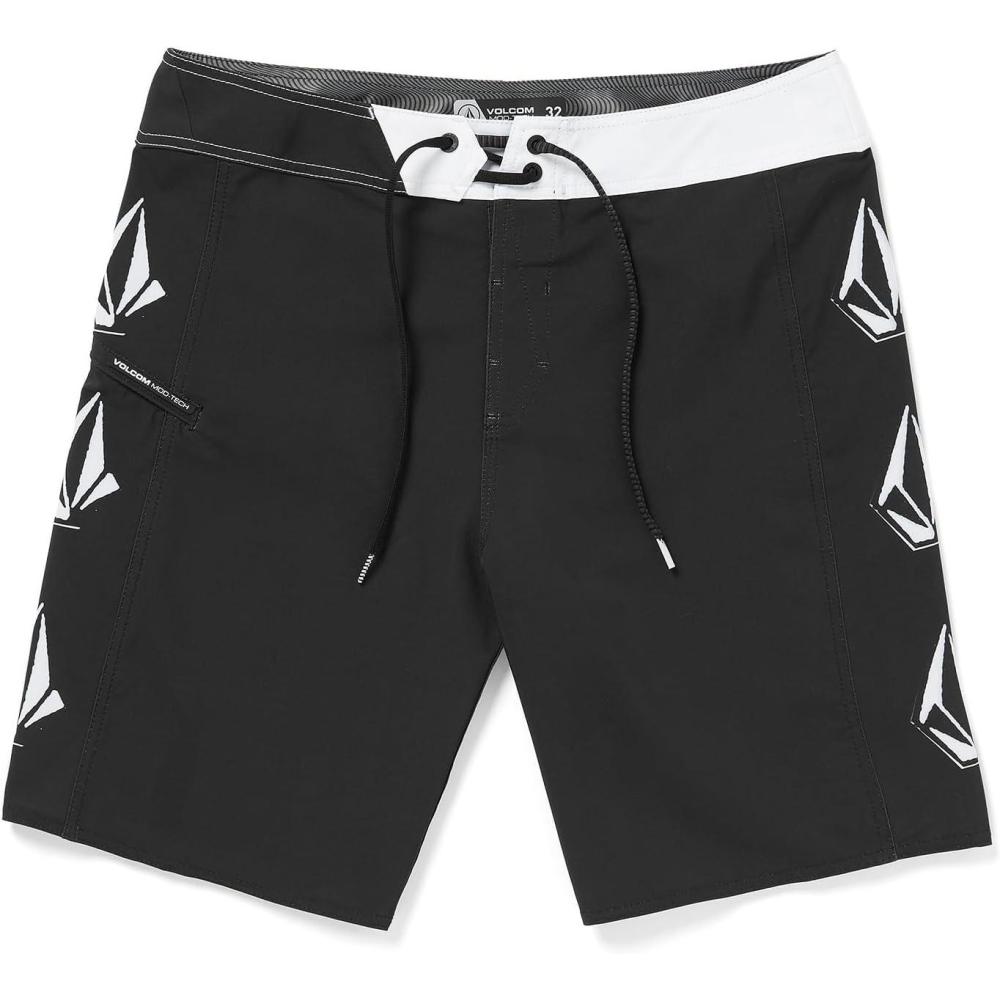 image:imageVolcom Mens Modtech 19 Boardshorts  4Way Stretch Performance Swim Trunks with Cinch Fly and Back PocketNblack