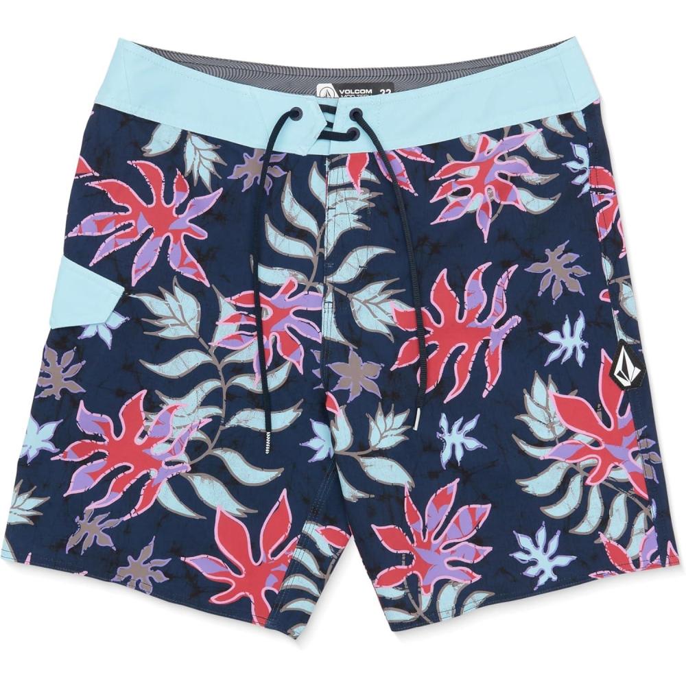 image:imageVolcom Mens Modtech 19 Boardshorts 4Way Stretch Performance Swim Trunks with Cinch Fly and Back PocketNvy Floral
