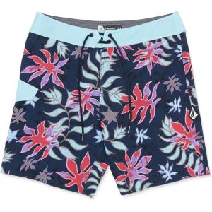 Volcom Men’s Mod-tech 19″ Boardshorts – 4-Way Stretch Performance Swim Trunks with Cinch Fly and Back Pocket(Nvy Floral)