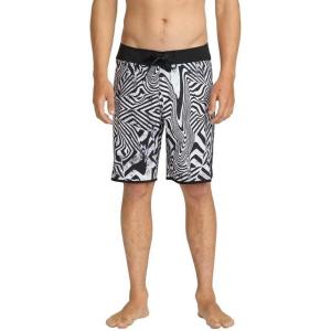 Volcom Men’s Mod-tech 19″ Boardshorts – 4-Way Stretch Performance Swim Trunks with Cinch Fly and Back Pocket(White Black)