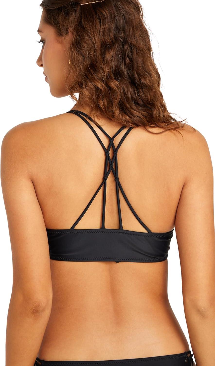 image:imageVolcom Womens Simply Seemless V Neck Swimsuit Bikini TopMidnight