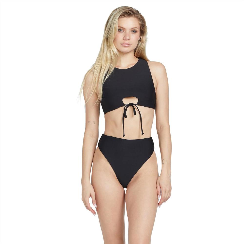 image:imageVolcom Womens Full Bikini Bottom LowRise Swim Bottom with Full Coverage Made from Recycled FabricBlacka