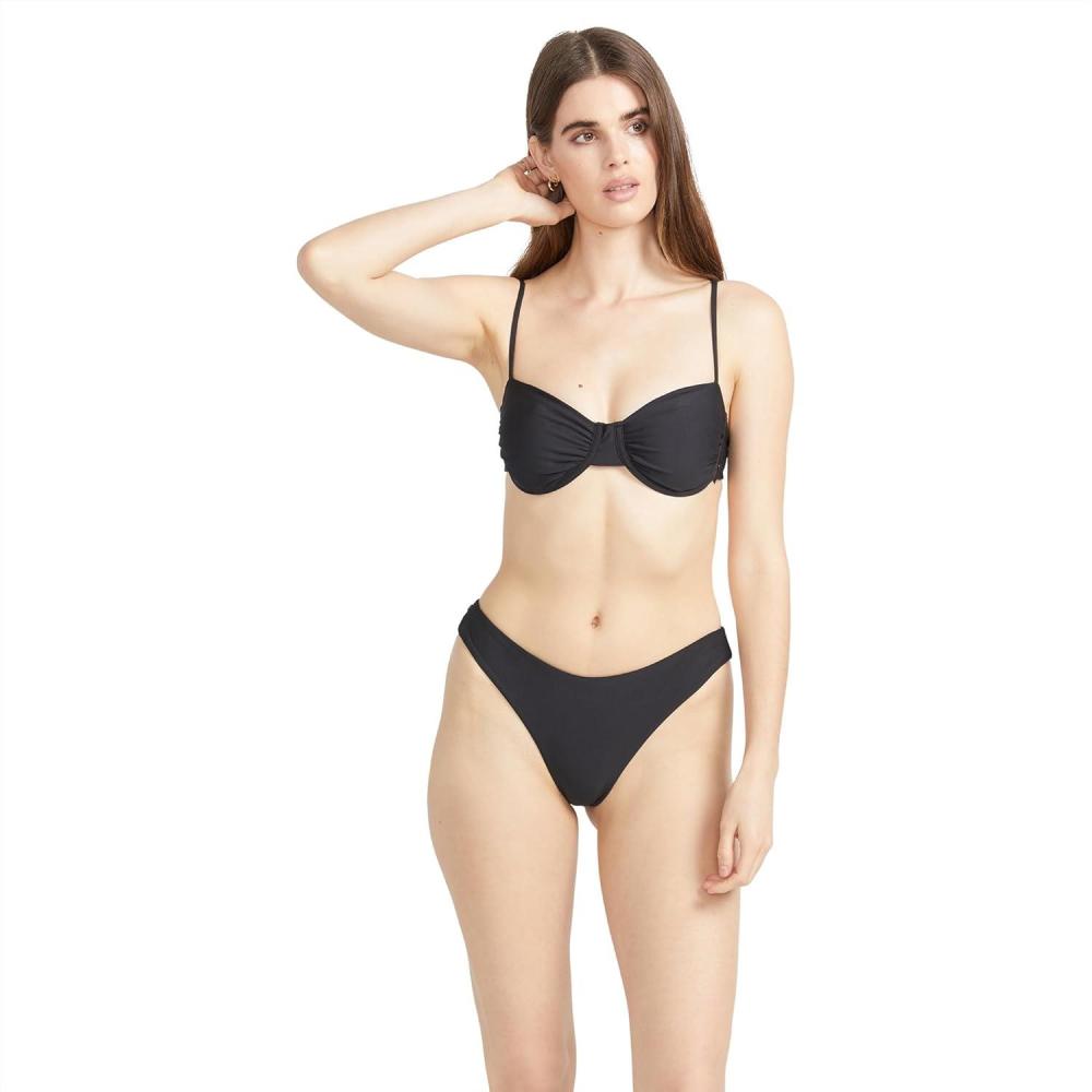 image:imageVolcom Womens Simply Seamless Cheeky Bikini Bottom Regular amp Plus SizeNew Black