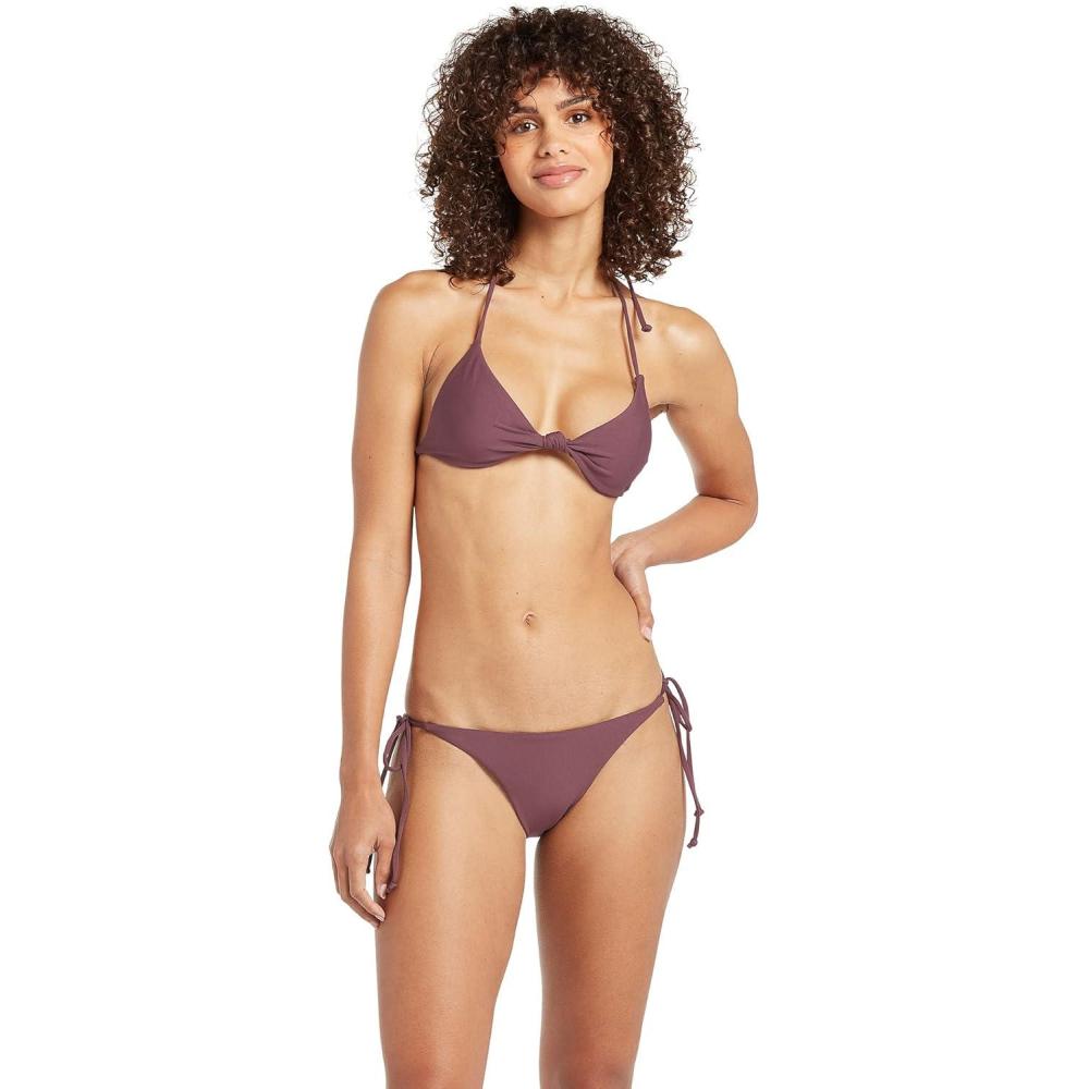 image:imageVolcom Womens Simply Seamless Skimpy Tie Side Swimsuit Bikini BottomEggplant