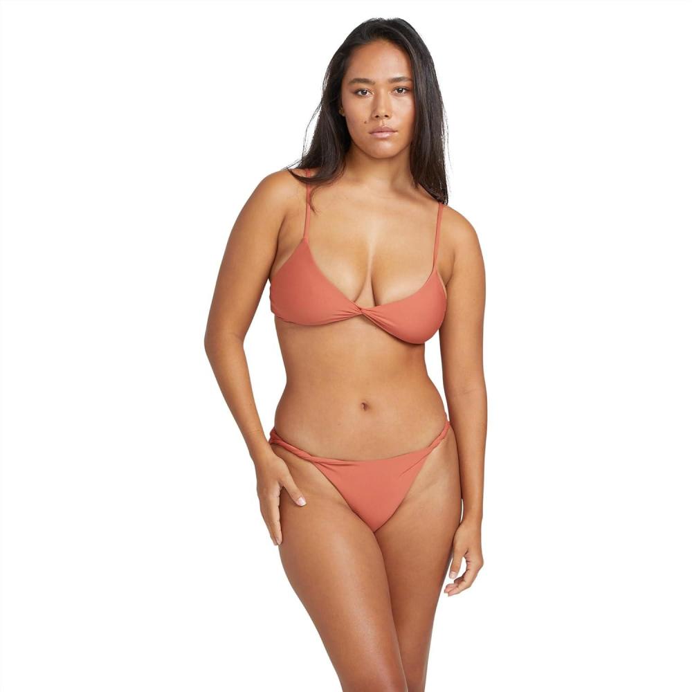 image:imageVolcom Womens Simply Seemless V Neck Swimsuit Bikini TopRosewood