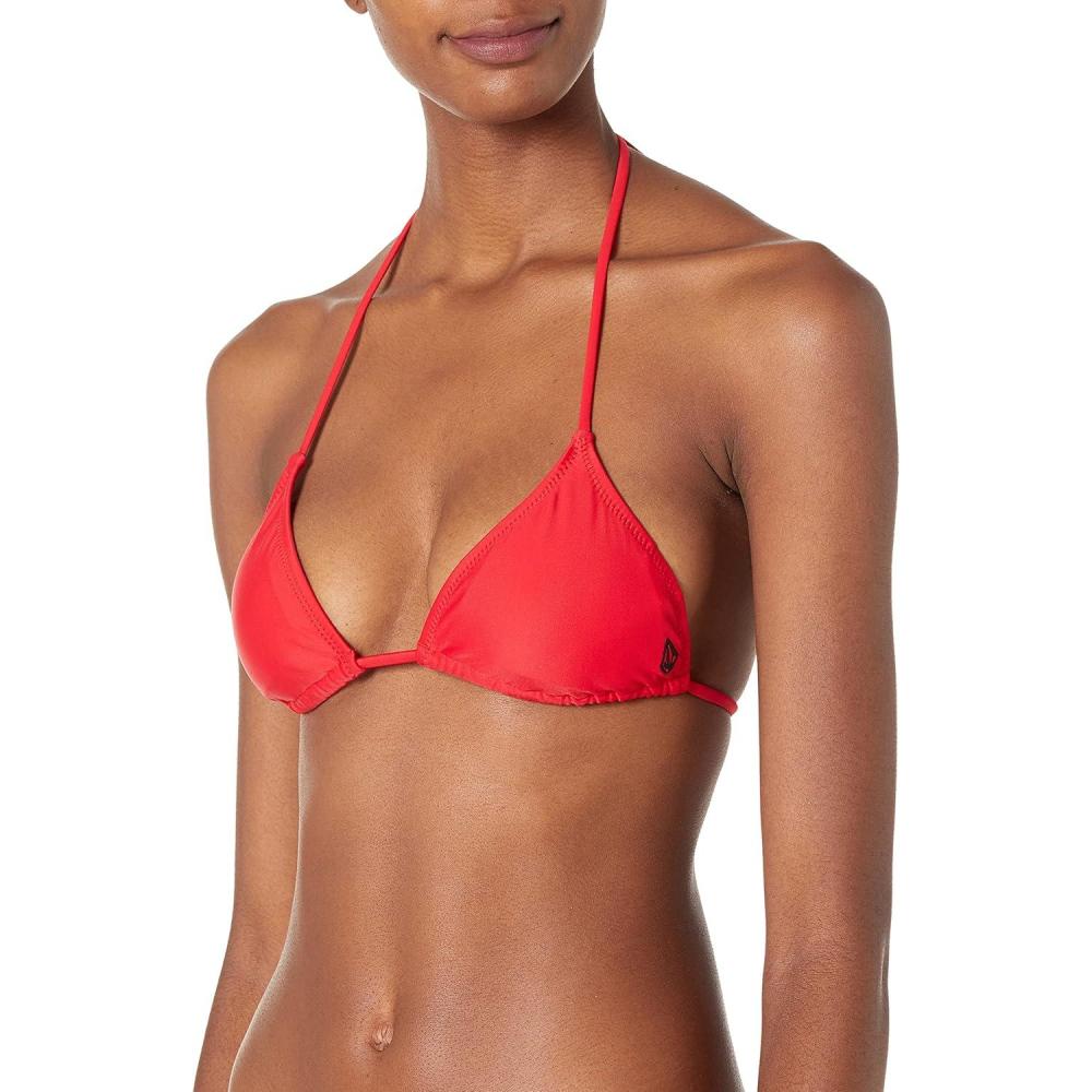 image:imageVolcom Womens Tri Bikini Top Sustainable Slidetri Swim Top with Adjustable Halter and Removable CupsTrue Red