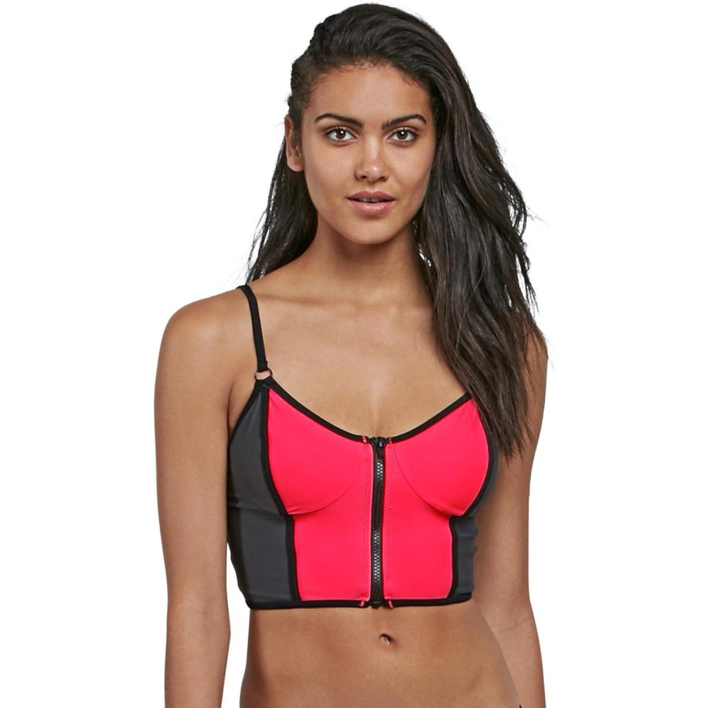 image:imageVolcom Womens Womens Simply Solid Scoop Neck Bikini Top Neck Bikini TopElectric Coral