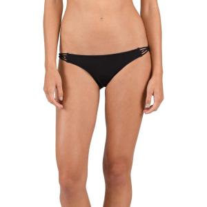 Volcom Women’s Full Bikini Bottom – Low-Rise Swim Bottom with Full Coverage, Made from Recycled Fabric(Black 1)
