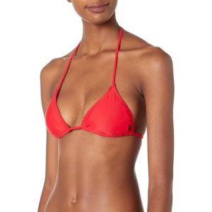 Volcom Women’s Tri Bikini Top – Sustainable Slide-tri Swim Top with Adjustable Halter and Removable Cups(True Red)