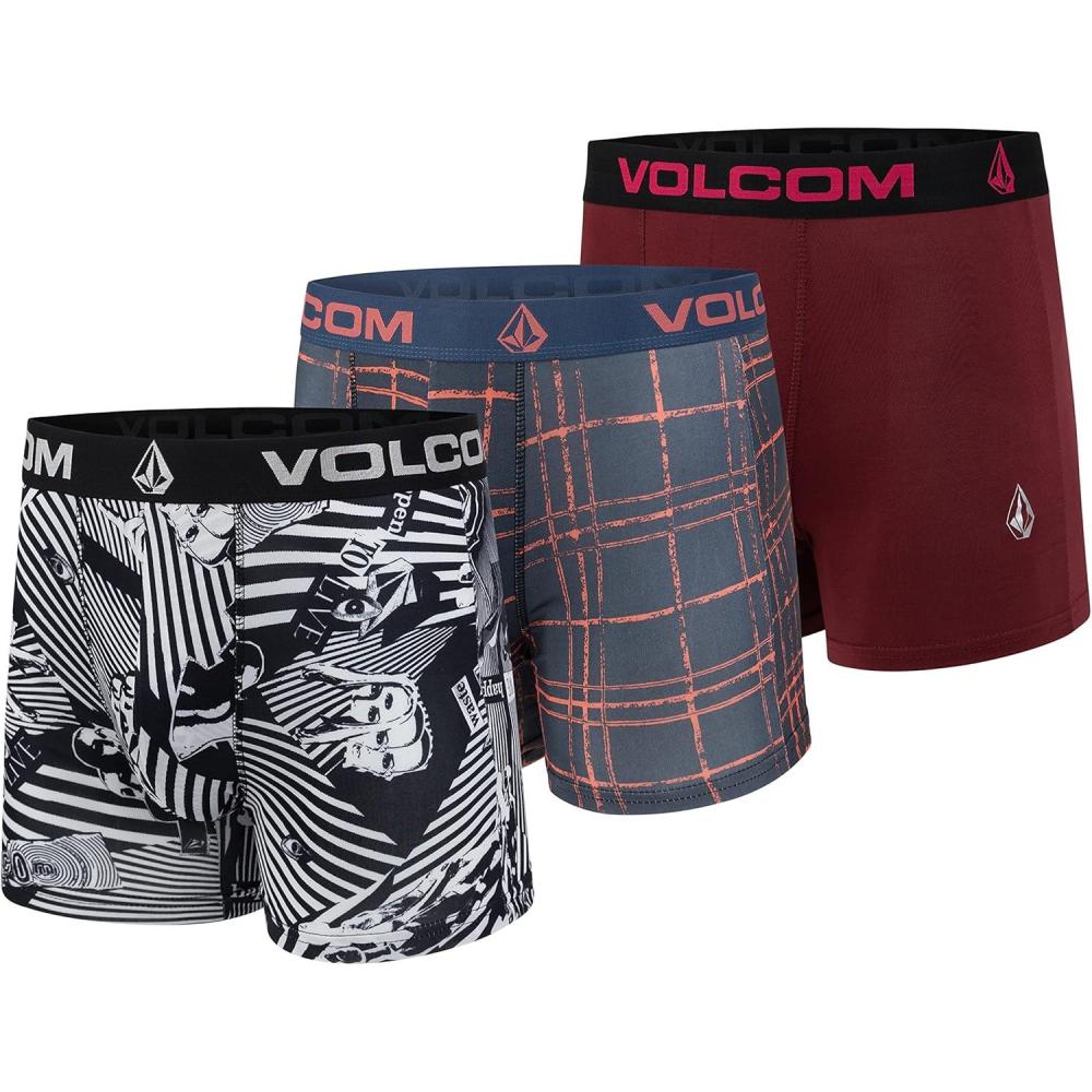 image:imageVolcom Mens Boxer Briefs 3 Pack Poly Spandex Performance FLYLESS Support Boxer Briefs UnderwearMultiMaroonBlack