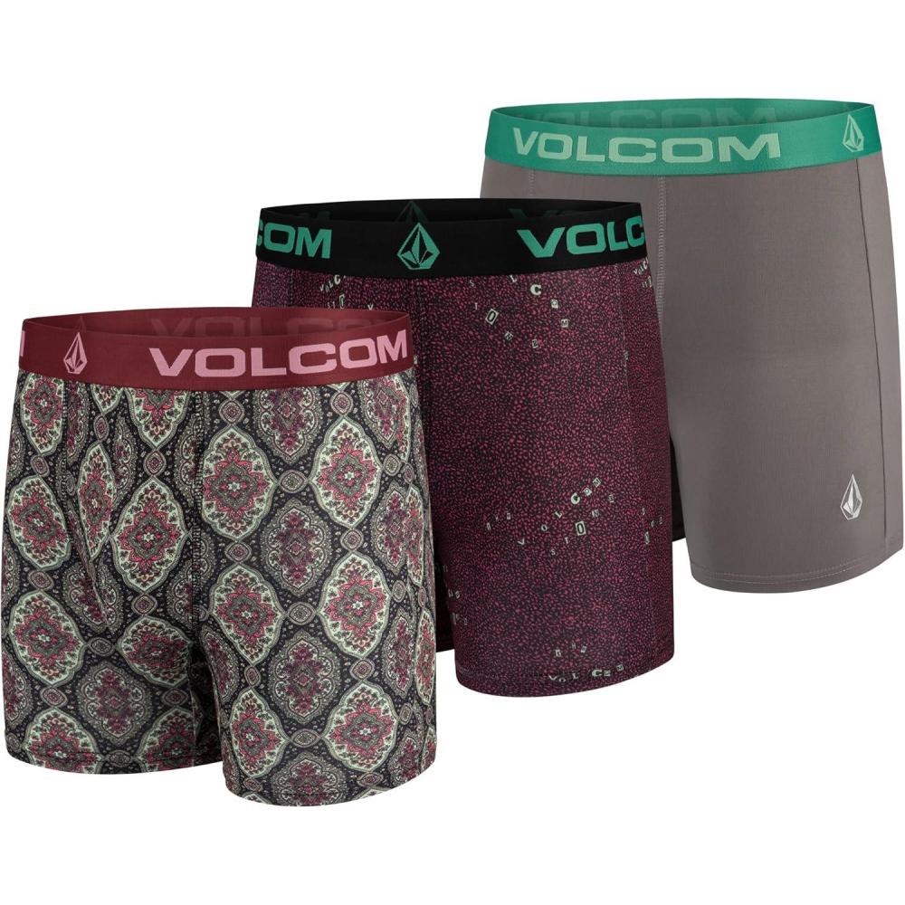 image:imageVolcom Mens Boxer Briefs 3 Pack Poly Spandex Performance FLYLESS Support Boxer Briefs UnderwearMulticoloredRedGrey