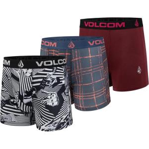Volcom Mens Boxer Briefs 3 Pack Poly Spandex Performance FLY-LESS Support Boxer Briefs Underwear(Multi/Maroon/Black)