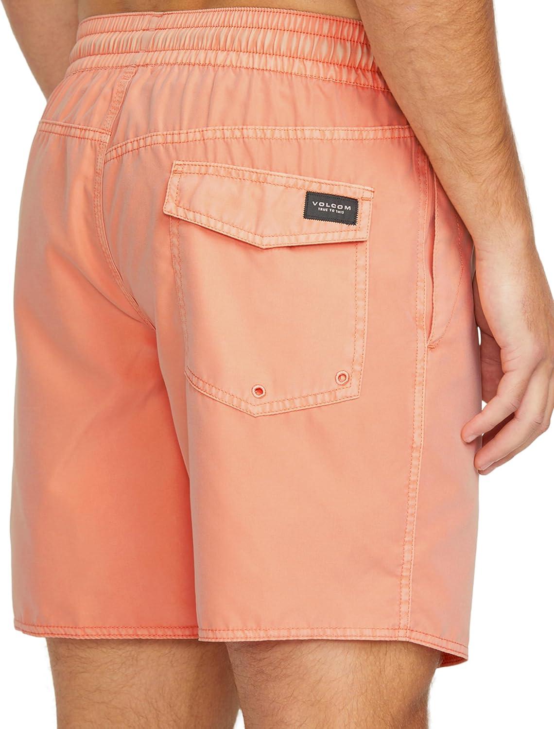 image:imageVolcom Mens 17 Elastic Waist Swim Trunks Stretchable UPF 50 Quick Dry Swim BottomsPeach
