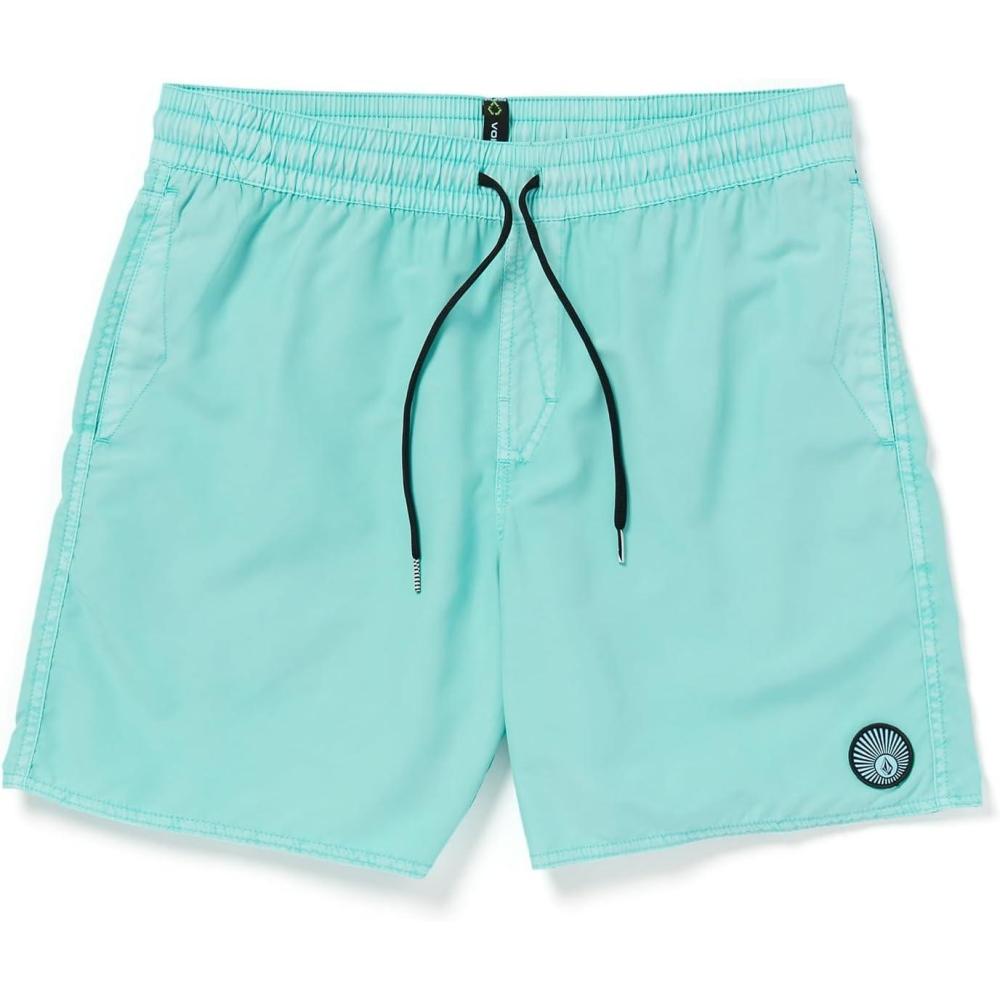 image:imageVolcom Mens 17 Elastic Waist Swim Trunks Stretchable UPF 50 Quick Dry Swim BottomsCrete Blue