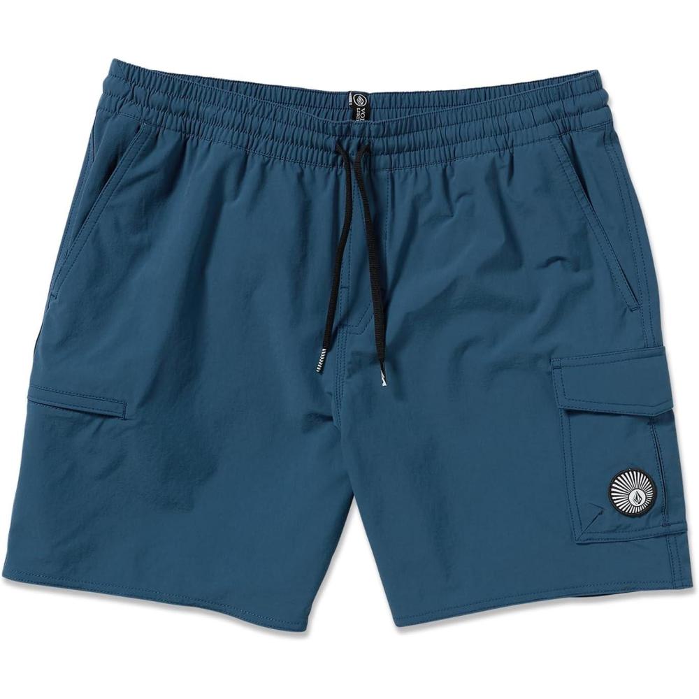 image:imageVolcom Mens 17 Elastic Waist Swim Trunks Stretchable UPF 50 Quick Dry Swim BottomsDeep Blue