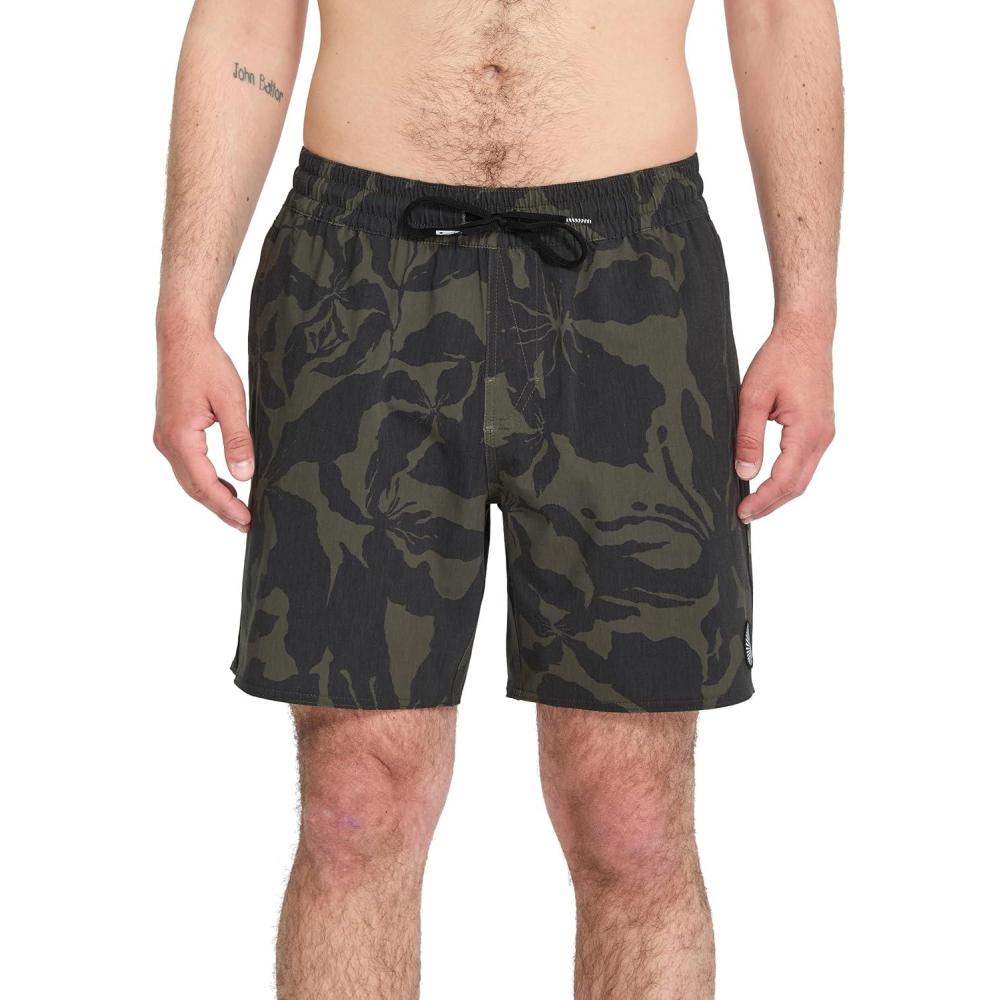 image:imageVolcom Mens 17 Elastic Waist Swim Trunks Stretchable UPF 50 Quick Dry Swim BottomsIvy