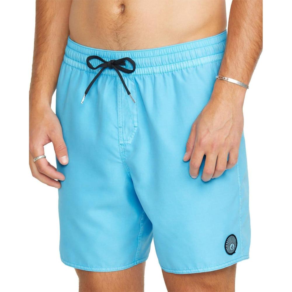 image:imageVolcom Mens 17 Elastic Waist Swim Trunks Stretchable UPF 50 Quick Dry Swim BottomsResin Blue