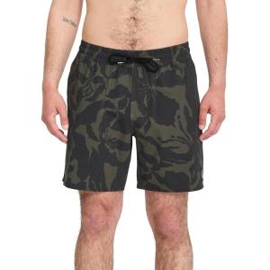 Volcom Men’s 17″ Elastic Waist Swim Trunks- Stretchable, UPF 50+, Quick Dry Swim Bottoms(Ivy)