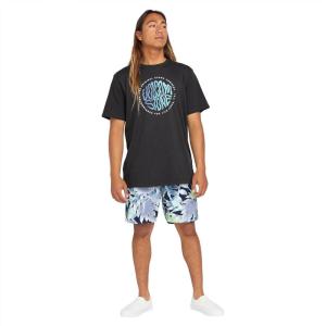 Volcom Men’s 17″ Elastic Waist Swim Trunks- Stretchable, UPF 50+, Quick Dry Swim Bottoms(Navy Print)