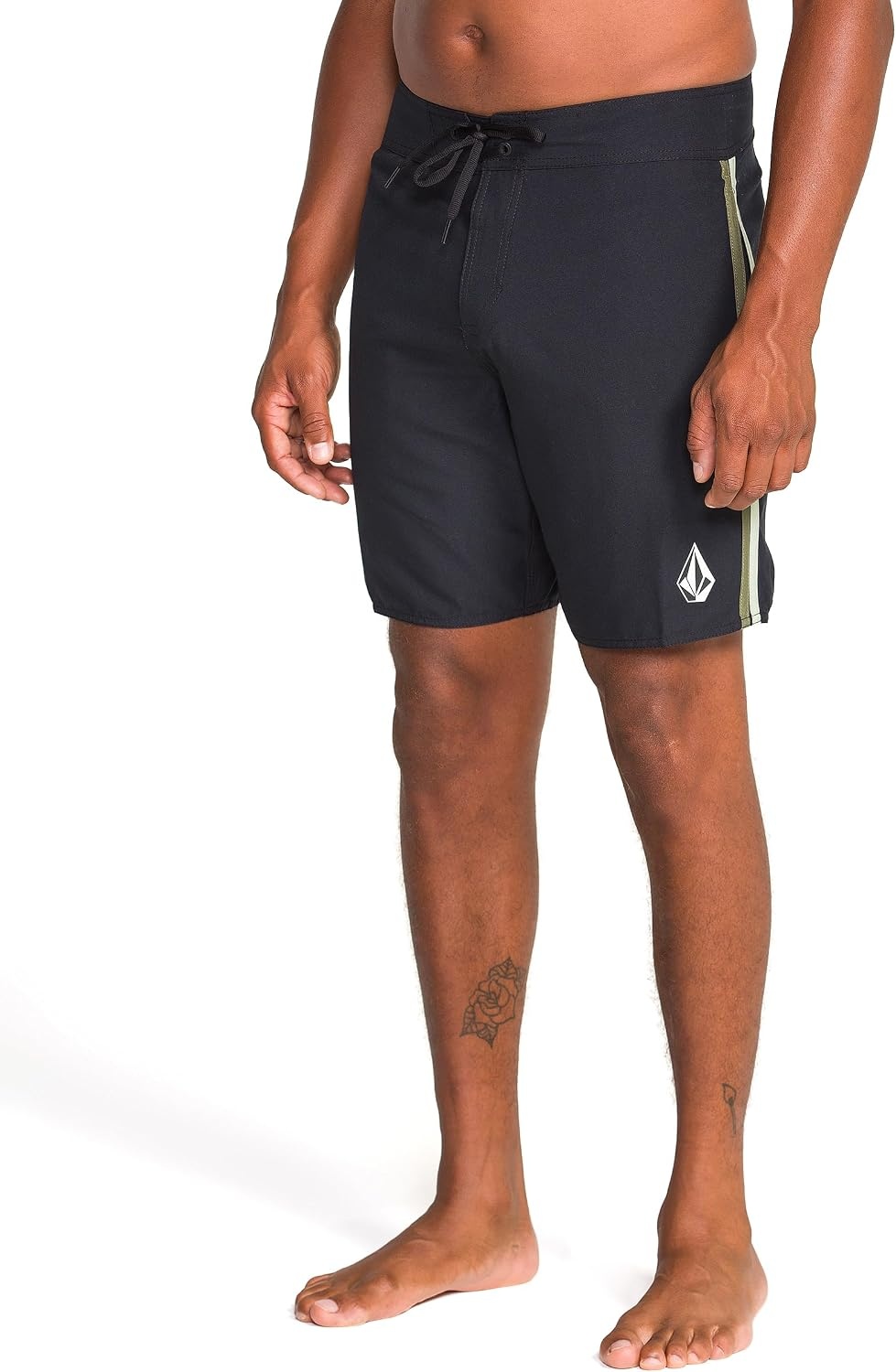 image:imageVolcom Mens 18 Boardshorts Stretch Swim Trunks with Drawstring Waist and Back Flap PocketLawton Black