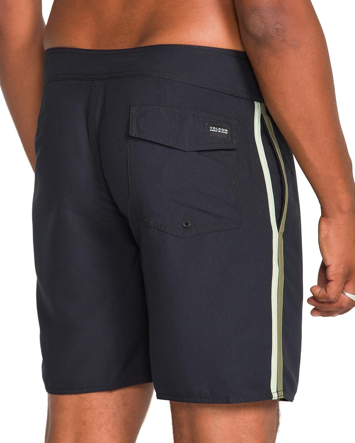image:imageVolcom Mens 18 Boardshorts Stretch Swim Trunks with Drawstring Waist and Back Flap PocketLawton Black