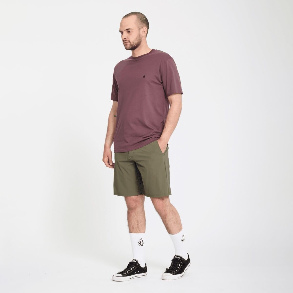 image:imageVolcom Mens Frickin Cross Shred 20 Hybrid Water Repellent ShortSurplus Green