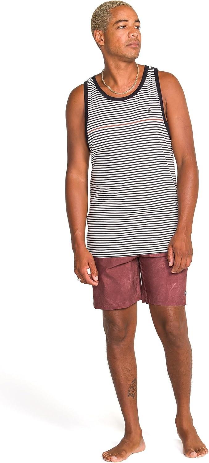 image:imageVolcom Mens Sylvan Striped Tank Top Soft Cotton Sleeveless Shirt with Yarndye Stripe PatternBlack White