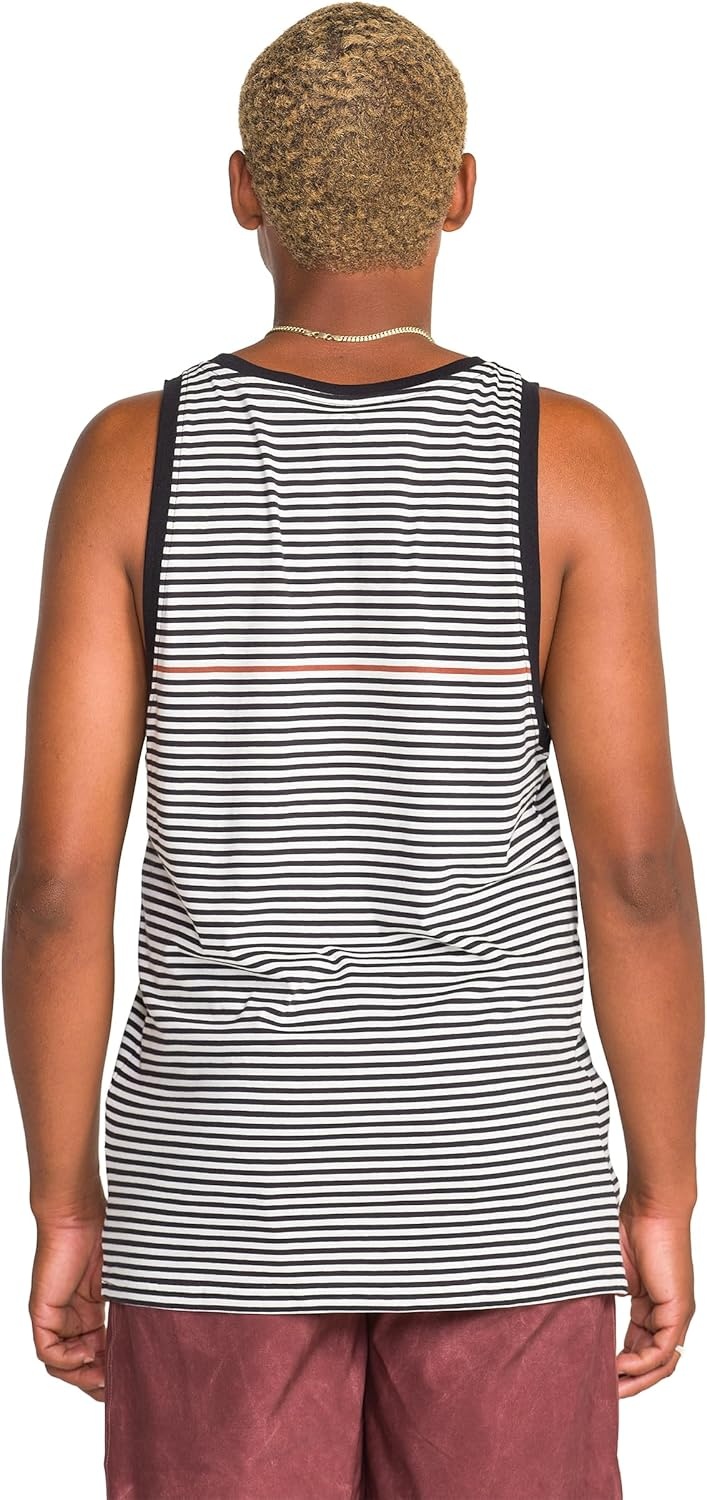 image:imageVolcom Mens Sylvan Striped Tank Top Soft Cotton Sleeveless Shirt with Yarndye Stripe PatternBlack White