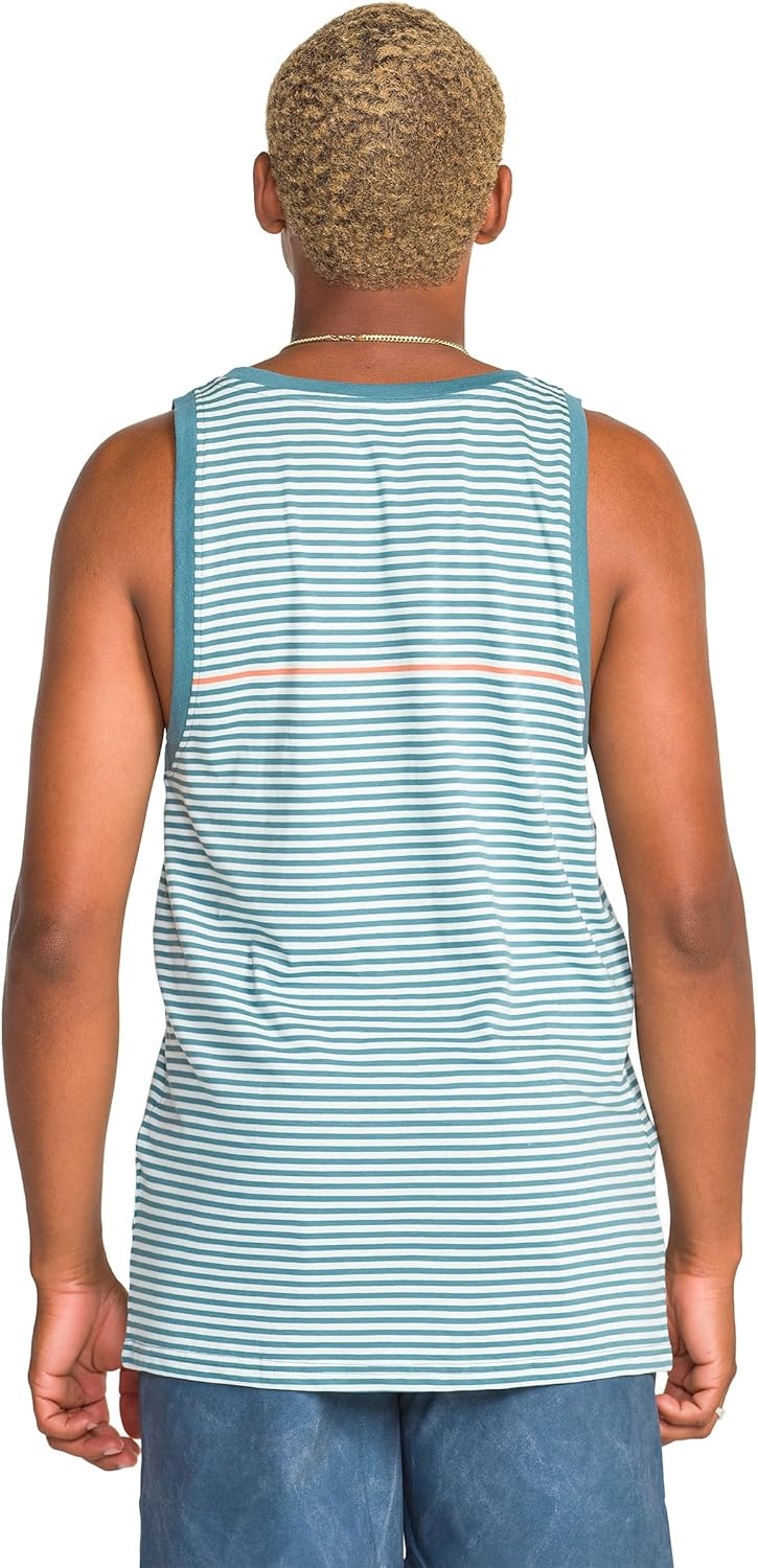 image:imageVolcom Mens Sylvan Striped Tank Top Soft Cotton Sleeveless Shirt with Yarndye Stripe PatternCrystal Blue