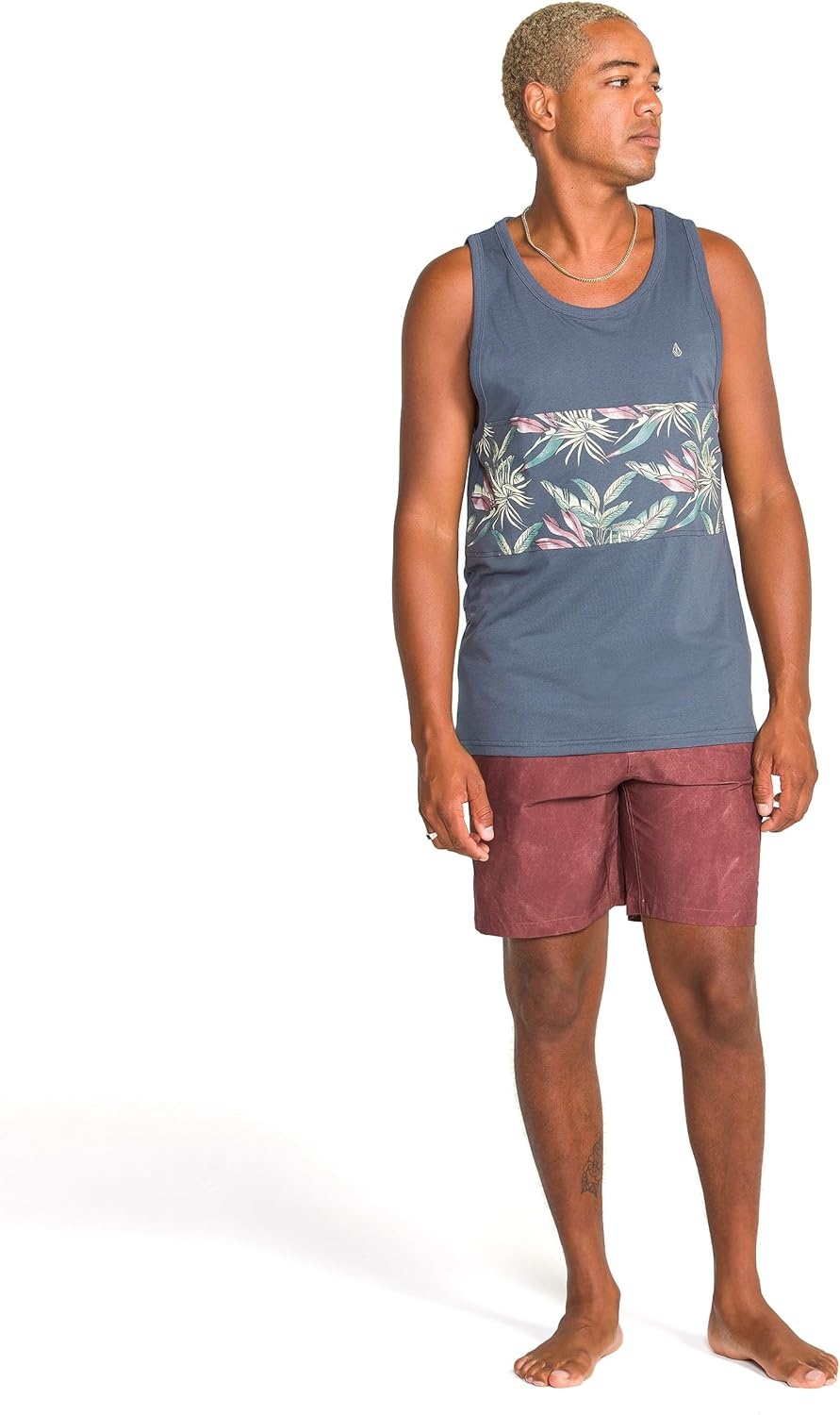 image:imageVolcom Mens Sylvan Striped Tank Top Soft Cotton Sleeveless Shirt with Yarndye Stripe PatternDark Slate