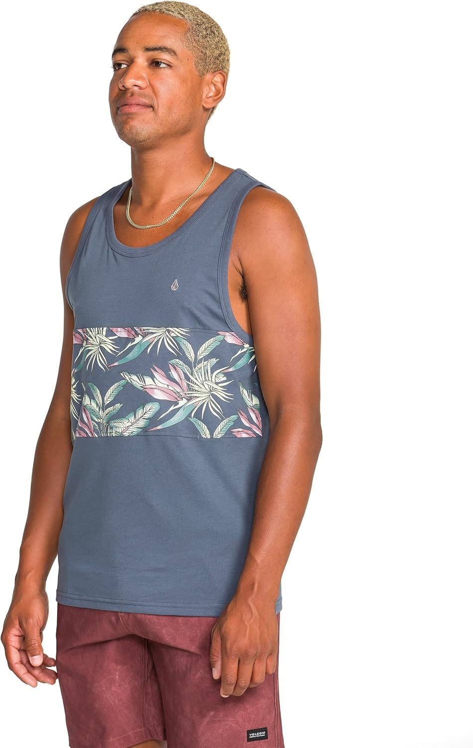 image:imageVolcom Mens Sylvan Striped Tank Top Soft Cotton Sleeveless Shirt with Yarndye Stripe PatternDark Slate