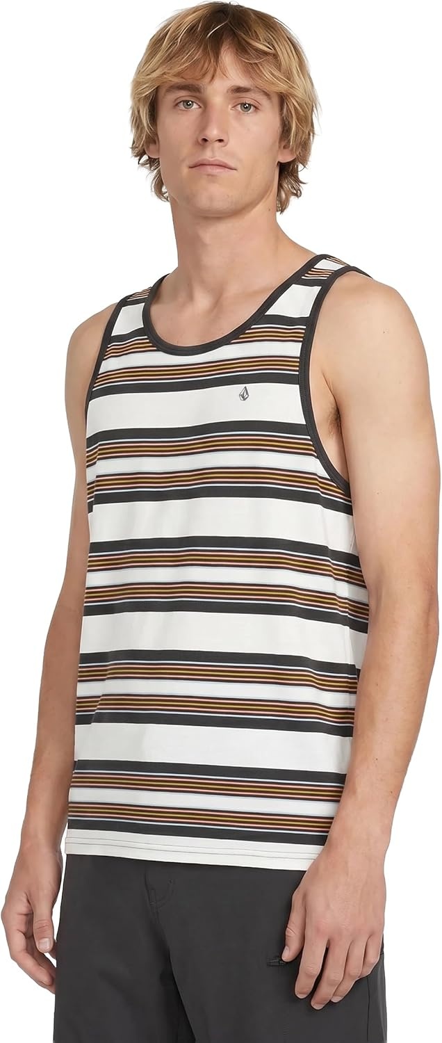 image:imageVolcom Mens Sylvan Striped Tank Top Soft Cotton Sleeveless Shirt with Yarndye Stripe PatternPatriotic