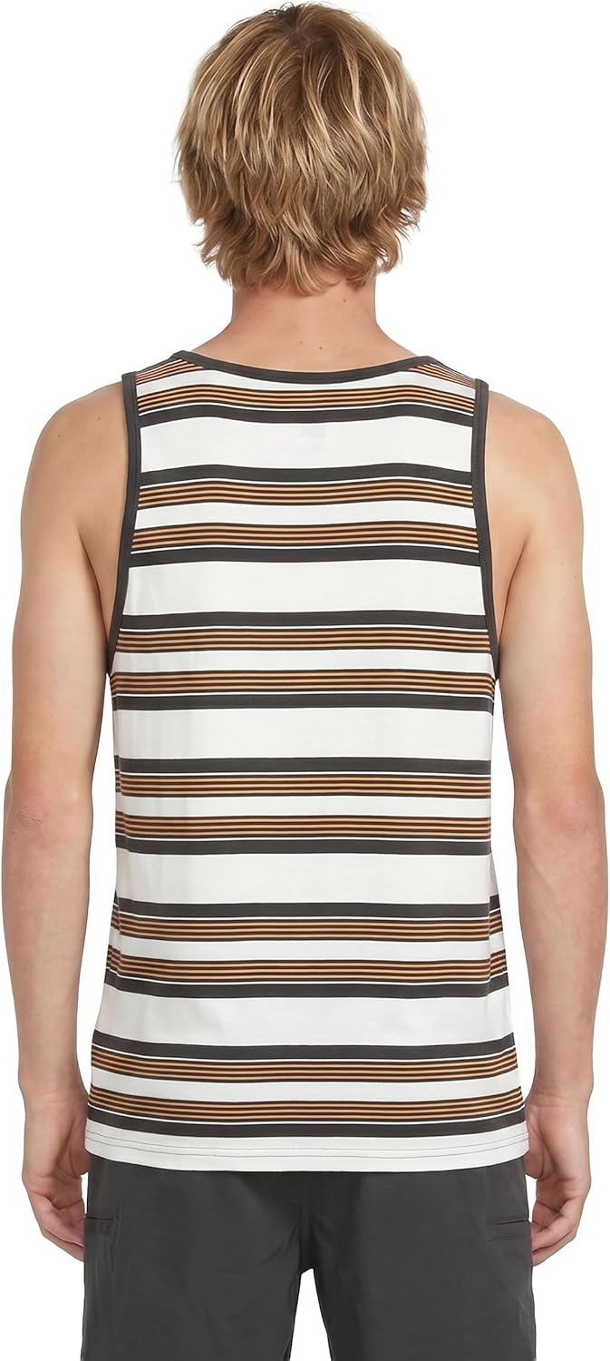 image:imageVolcom Mens Sylvan Striped Tank Top Soft Cotton Sleeveless Shirt with Yarndye Stripe PatternPatriotic