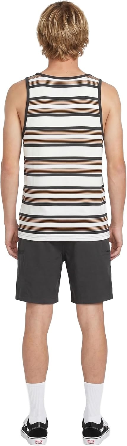 image:imageVolcom Mens Sylvan Striped Tank Top Soft Cotton Sleeveless Shirt with Yarndye Stripe PatternPatriotic