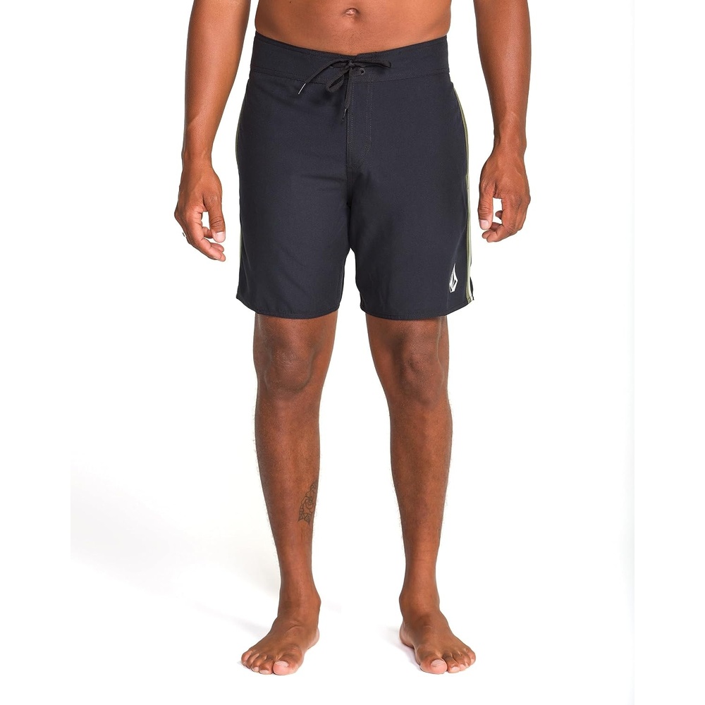 image:imageVolcom Mens 18 Boardshorts Stretch Swim Trunks with Drawstring Waist and Back Flap PocketLawton Black
