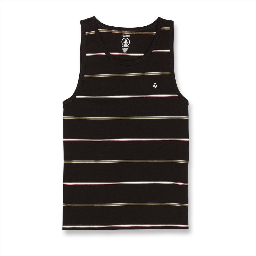 image:imageVolcom Mens Sylvan Striped Tank Top Soft Cotton Sleeveless Shirt with Yarndye Stripe PatternBlack