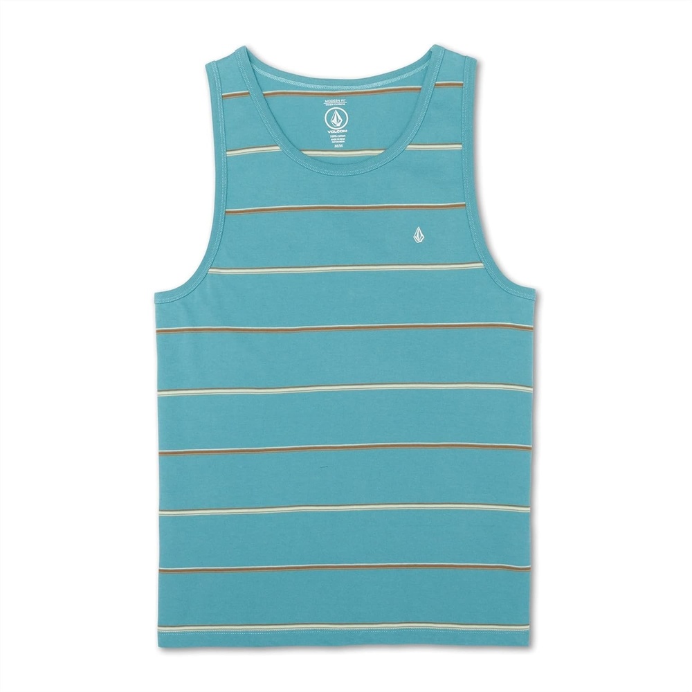 image:imageVolcom Mens Sylvan Striped Tank Top Soft Cotton Sleeveless Shirt with Yarndye Stripe PatternCoastal Blue